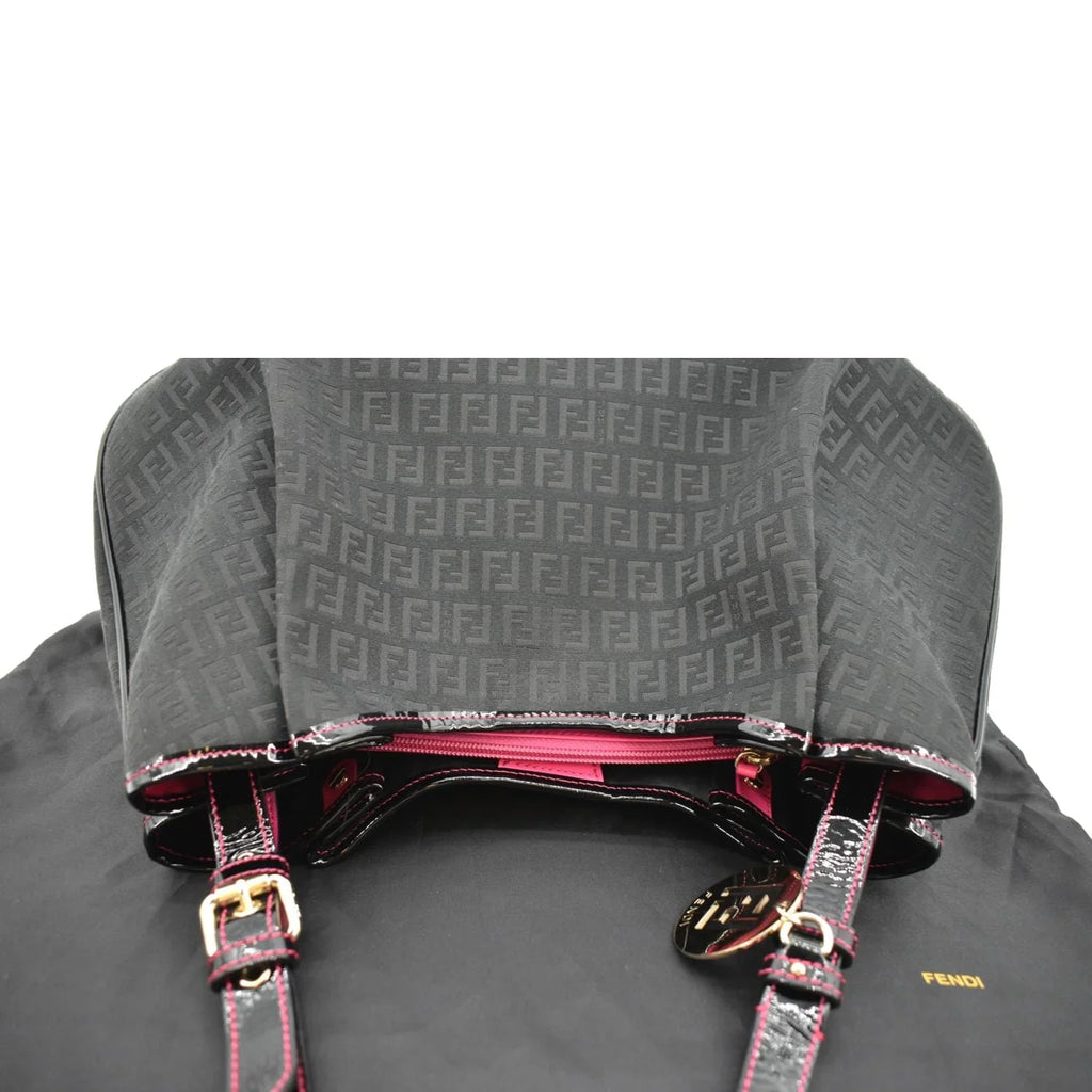 Print FENDI Shopping Bag Zucchino Black Pre-owned Canvas Tote