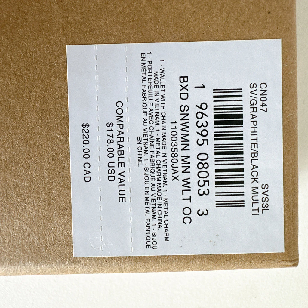 Boxed IN Black Wallet Multi Snowman Chain Coach With A In Canvas Mini CN047 Signature Print On