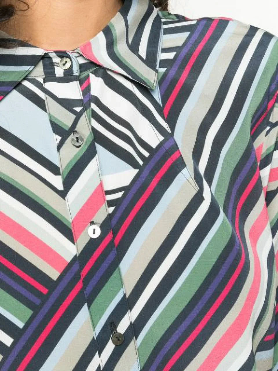 Bodysuit, US Stripe Artelier Button Nicole Down MULTICOLOR Petite Miller Abstract