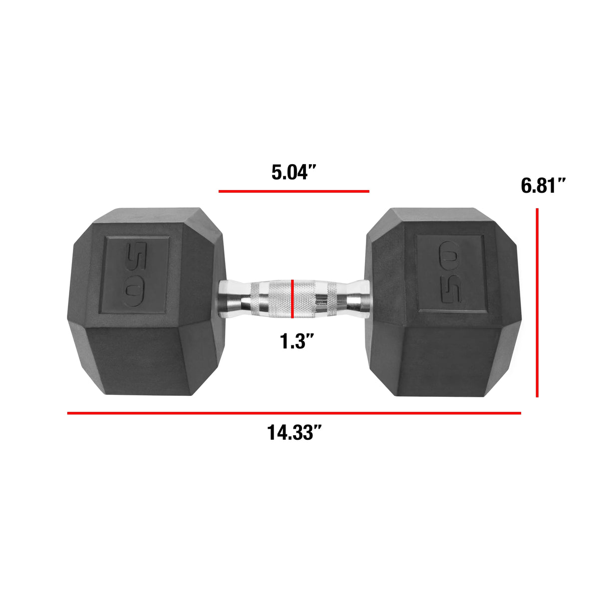 Dumbbell, Pair Coated 50lb