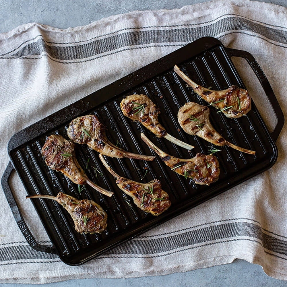 Grill Lodge & Griddle with Handles Burner Stovetop, - Open Collection Fire Grill, Iron Grill/Griddle or Chef - Cast Reversible Flat Cast Iron Cast Double Oven, Skillet Iron for