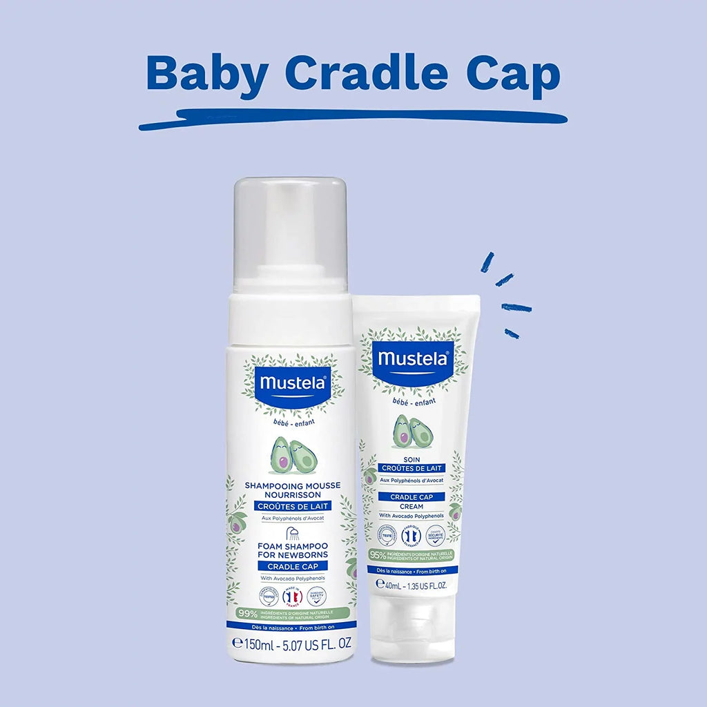Natural - Cradle with Foam Shampoo Avocado Tear-Free Fragrance-Free - Mustela Newborn oz. Baby 5.07 - fl. for Shampoo & Cap