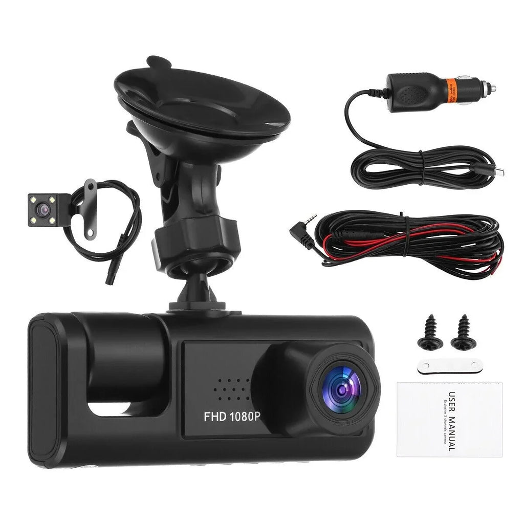 Car Recorder 1080P G-sensor Dash Lens Camera Dual Front/Rear/Inside Video Cam