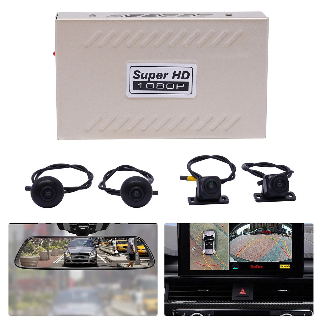 Miumaeov View 1080P System View Recording 4-Camera for Bird Rear Cars Car 360 Dash Surround Cam Kit Degree DVR