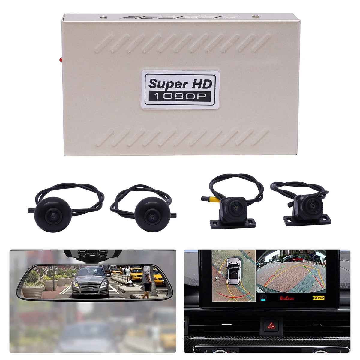 Miumaeov View 1080P System View Recording 4-Camera for Bird Rear Cars Car 360 Dash Surround Cam Kit Degree DVR