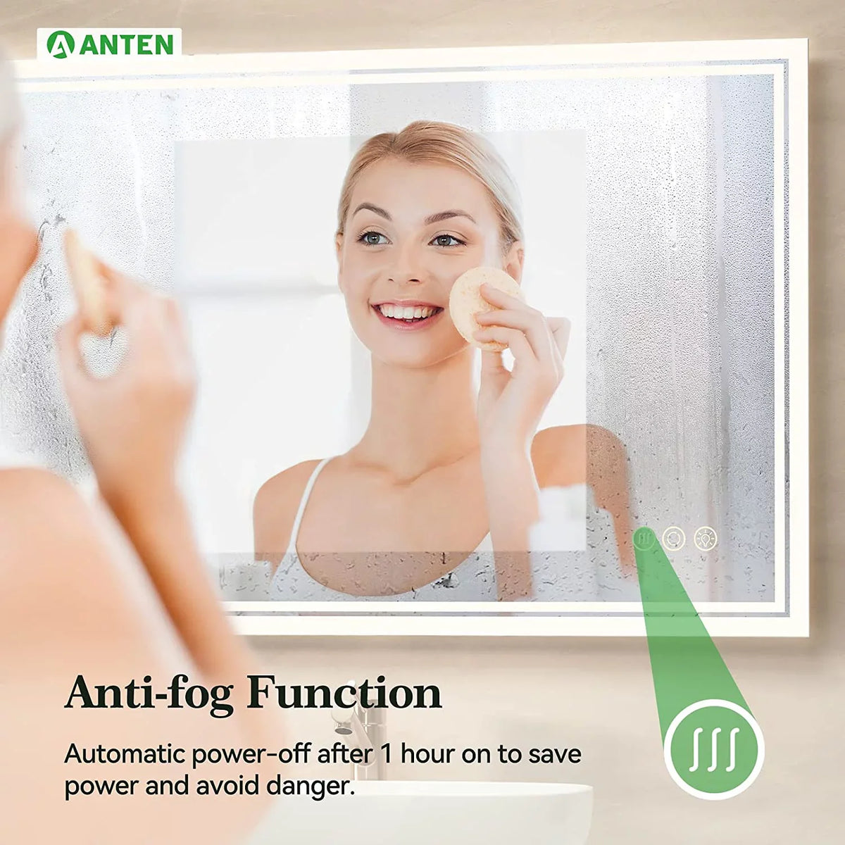 Inch Sensor, Backlit Lighted Lights, 36x28 Mirror, LED Anti-Fog, 3000K-6000K, LED Mirror with Dimmable Bathroom Touch Bathroom ANTEN Mirror Bathroom Vanity Wall-Mounted Mirror,