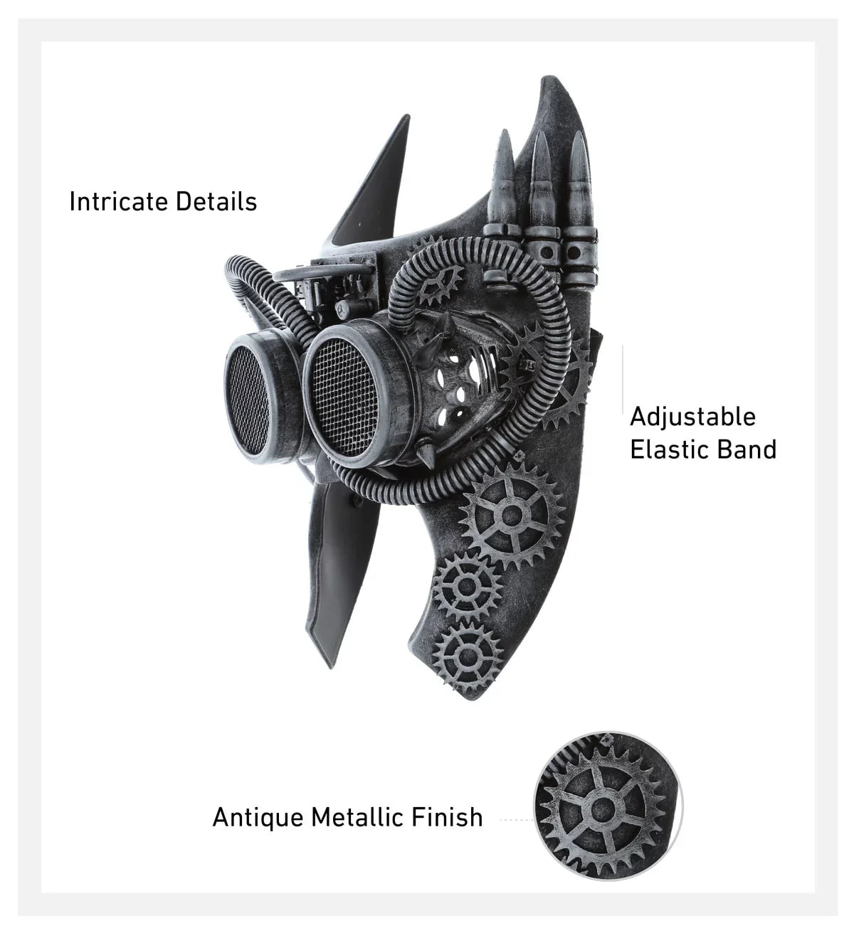 Silver Robot - Steampunk Goggle Gladiator Studio Mask Attitude Costume Half Face