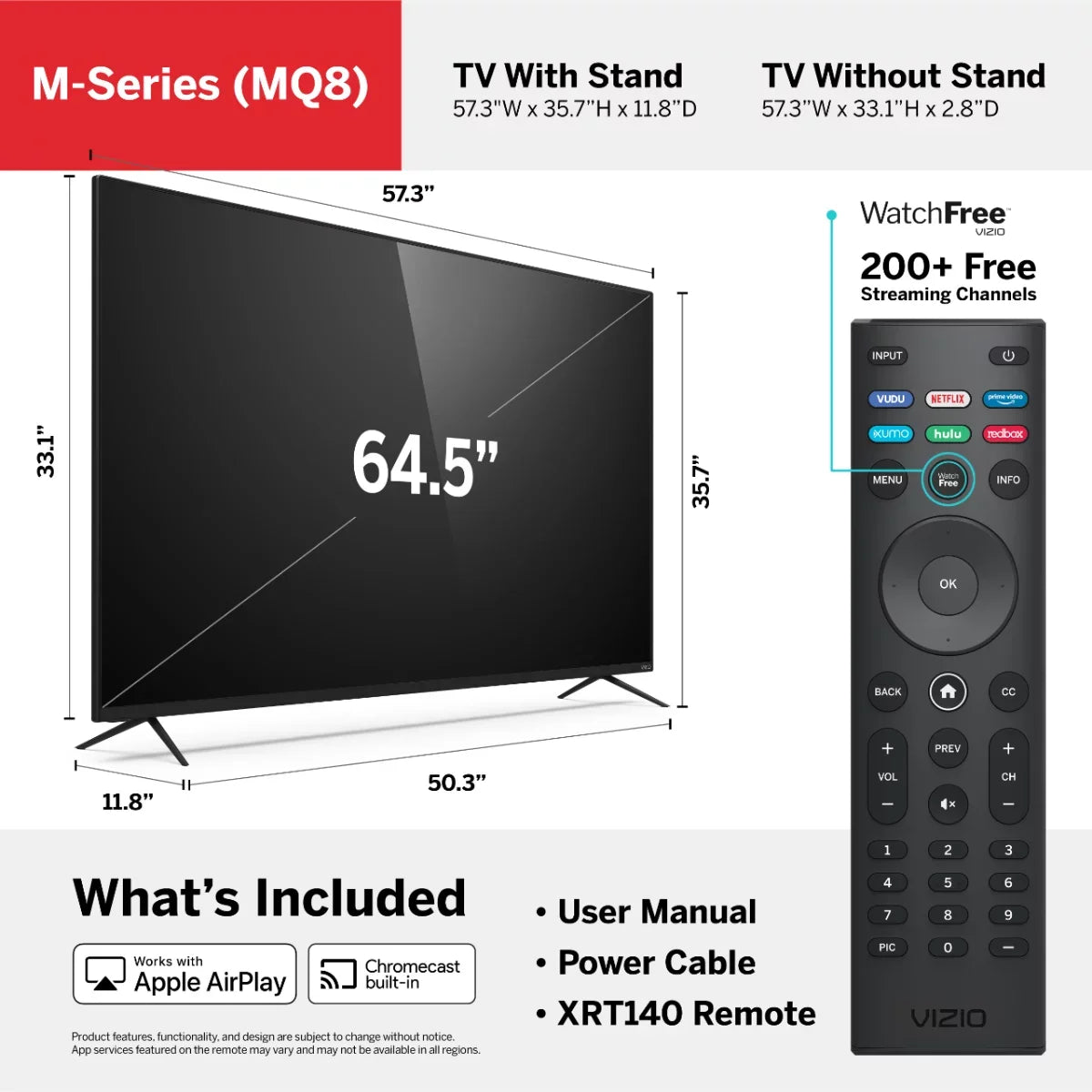 Quantum UHD 65" Restored HDR Class 4K (Refurbished) M-Series Vizio Smartcast Smart TV M65Q8-H1