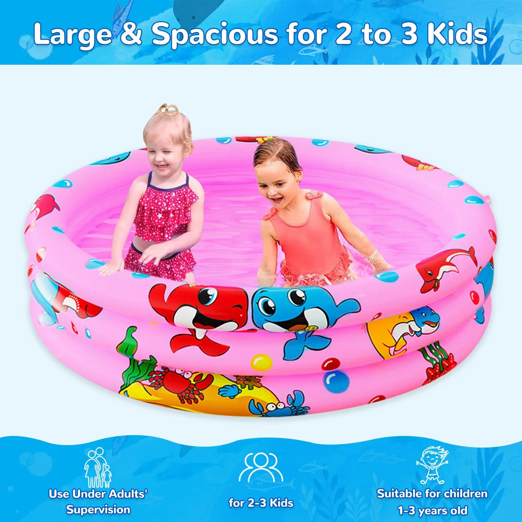 3 47"x12" liquid Kiddie Indoor&exterior Paddling Center Swimming Play inflatable Toddler Inflatable Ring Round Kids, Swimming Portable for Pools, Baby Pool Pool Kids/Girls/Boys,Pink Game for
