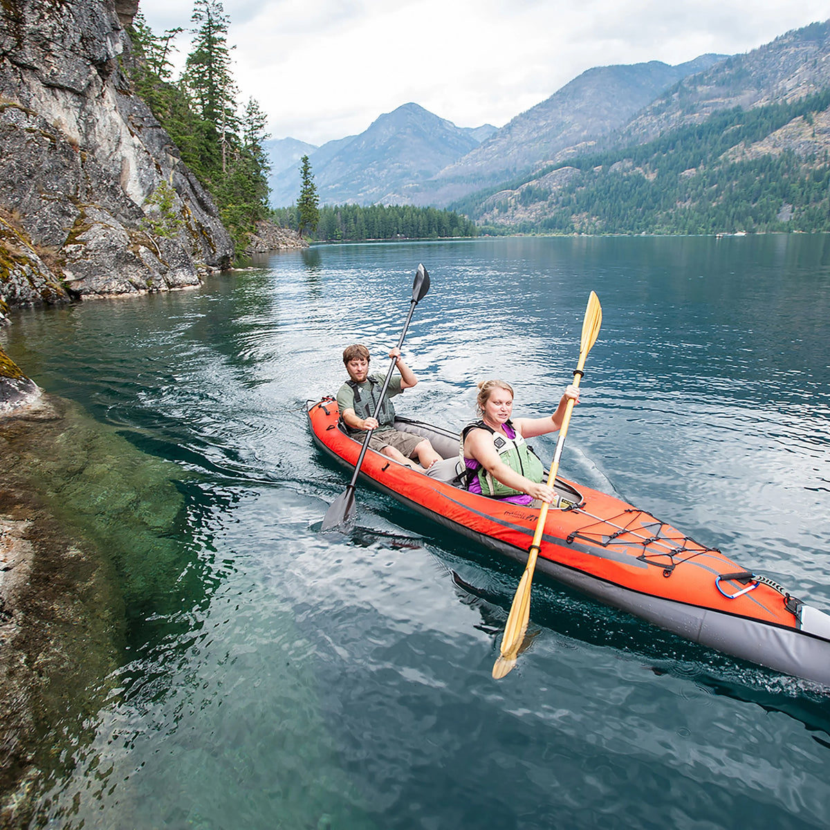 AdvancedFrame® Elite or with 15 Recreational Advanced - Solo Red Tandem Pump Kayak - ft Convertible Kayak Inflatable - Elements -