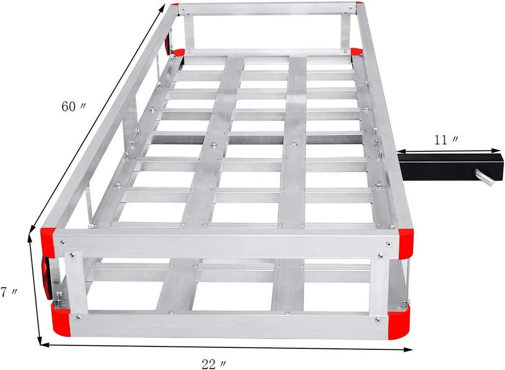 Receiver, x Vehicle Cargo Luggage Basket Car, Rack, Mount Carrier Hitch Trailer Capacity Cargo 7” 60” 22” x SUV, Fits 2” Aluminum for 500LBS Truck,