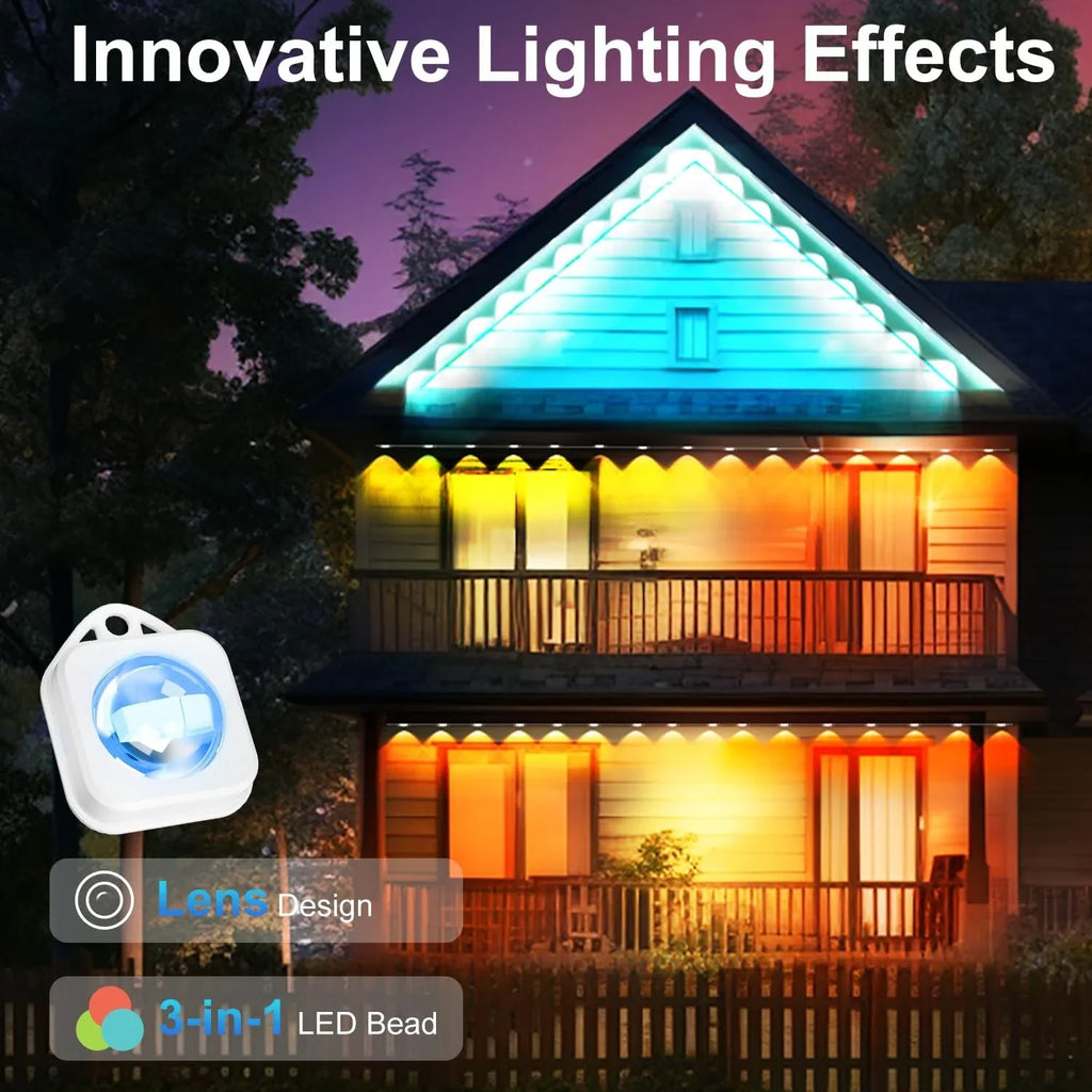 Lights, DIY Using, Remote 100ft Modes, and for Permanent Daily 72 exterior LED exterior Suitable with IP67 Work & RGB with Lights Alexa Holiday Eaves Waterproof, with Scene Lights