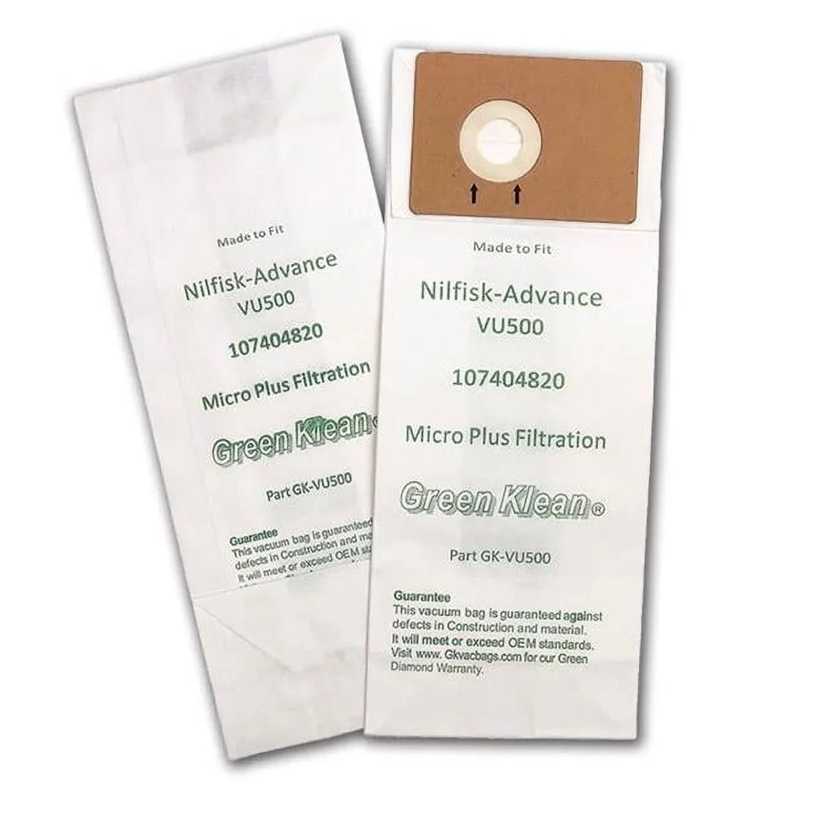 Bags 12 VU500 & 15 Bags, Green Replacement 10 Klean Advance Uprights Vacuum