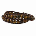 Steel Multi Wrap Cord Women 6mm Jewelry for Brown Bracelet Leather Gifts Beads Stainless and