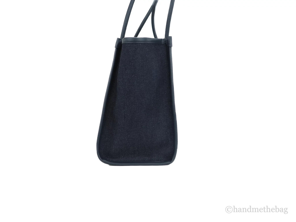 White Kate Ella Handbag Logo Multi Spade Large Fabric Blue Shoulder Tote Denim