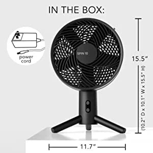 Image Black 15.5", Sharper Desktop SPIN Fan, Oscillating 10