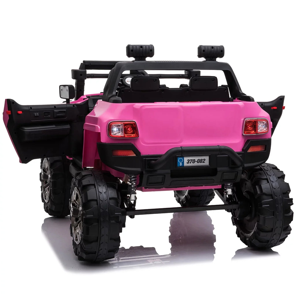 Electric Parental Pink Toy with Car Police Remote 12V 2-Seater Ride Kids Aosom SUV Truck Control, On