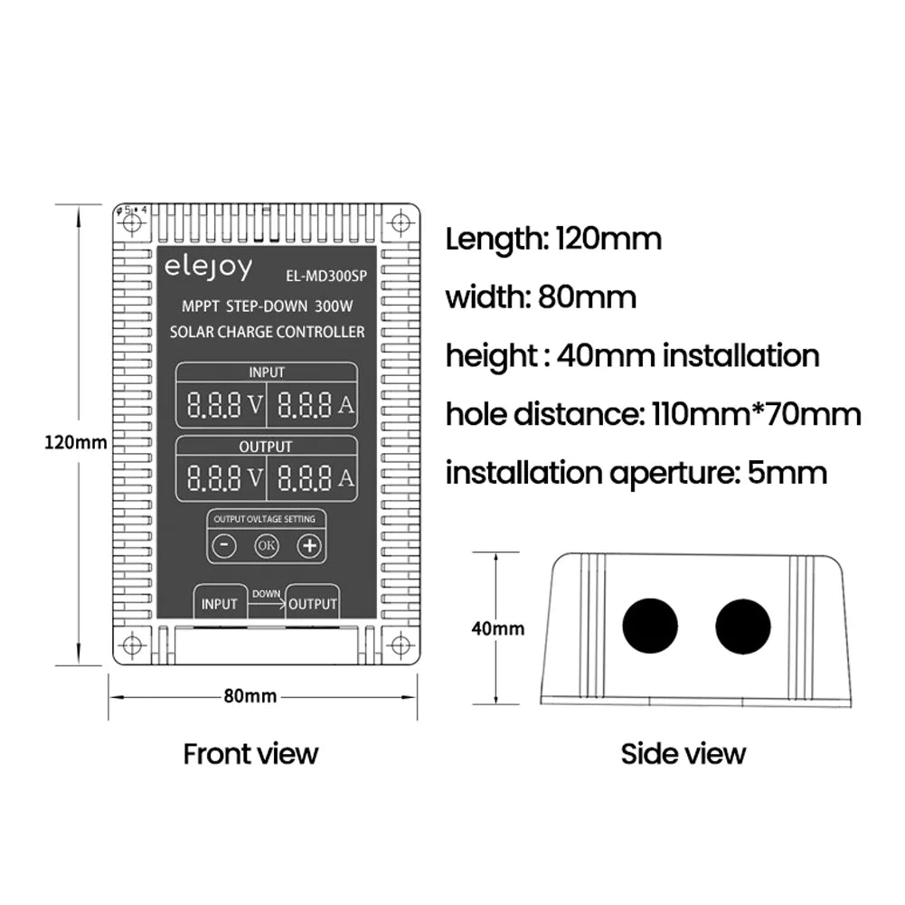 Output Step-Down CACAGOO Battery Voltage Real-Time Recharging Solar Controller Adjustable Dustproof Tracking 10~30V MPPT Waterproof