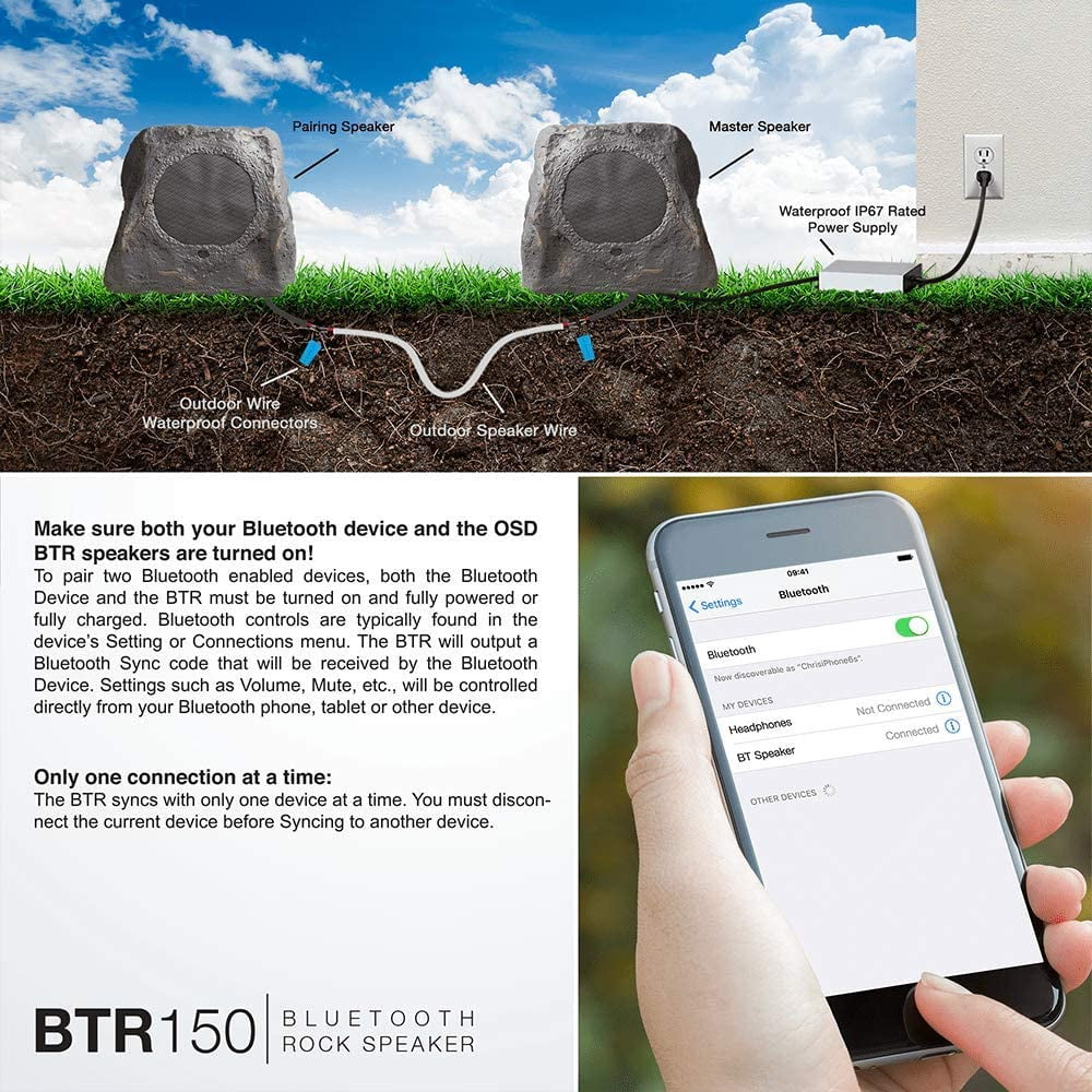 Resistant, Bluetooth – Brown 120W 5.25 climate Canyon inch exterior Rock OSD Speaker Audio Sandstone