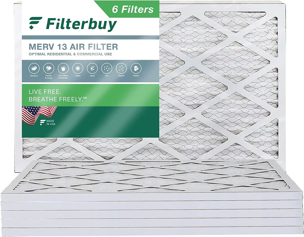 Filterbuy Pleated (6-Pack) Filters Furnace MERV HVAC 13 AC Air 10x24x1