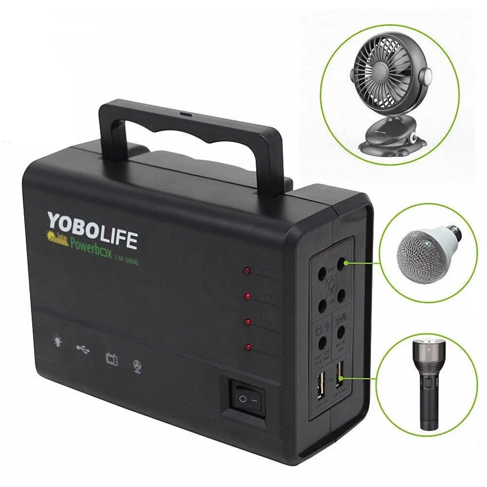 LED Power 4 with for Station with Solar Power exterior Generator Solar Kit, Portable Camping Lights Panel