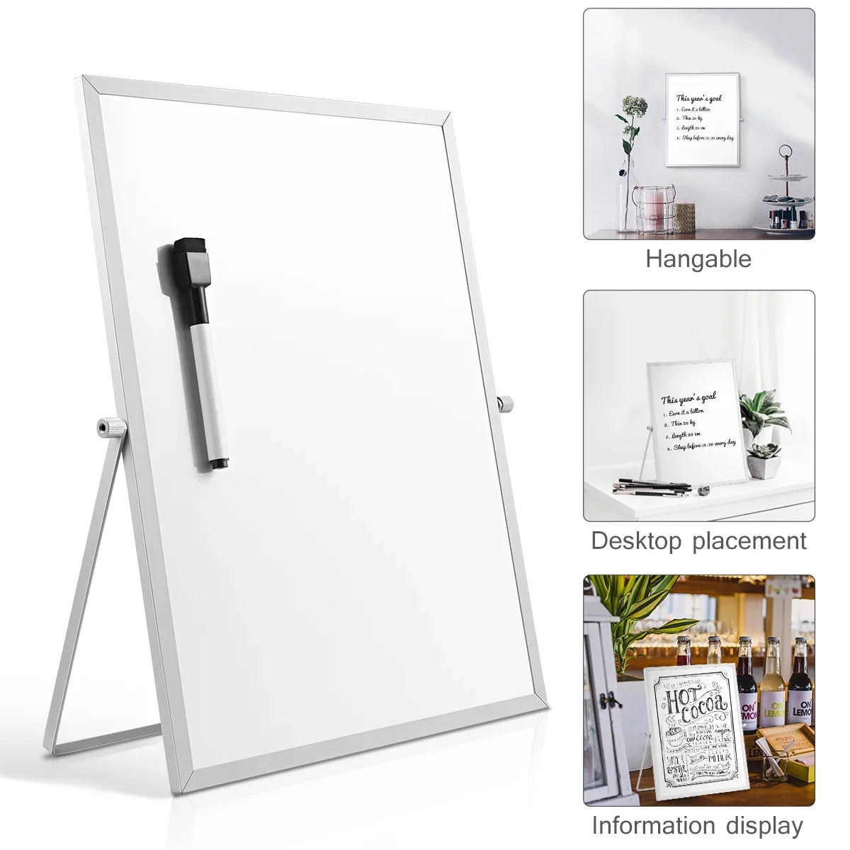with Double-Sided Board Magnetic Erase X Easel White Stand 11", Kids Students WhiteBoard Dry Home Office 14" Desk Small for