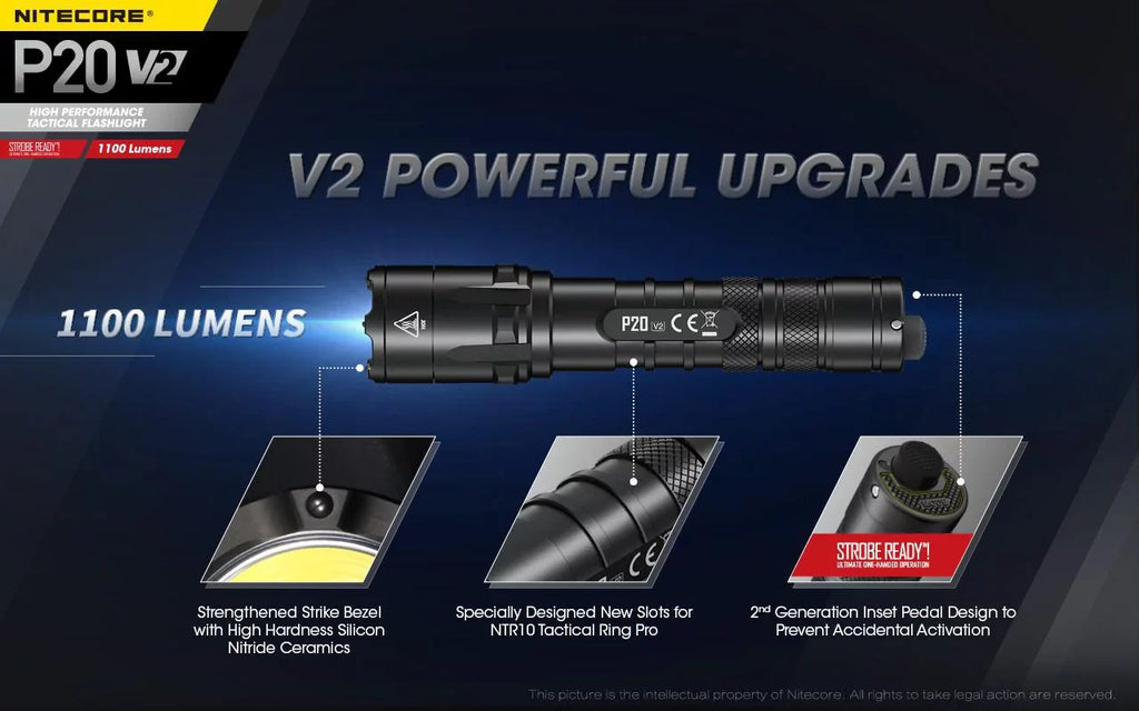 Lumens P20 - - XP-L2 Tactical V6 LED Flashlight 1100 CREE Nitecore V2