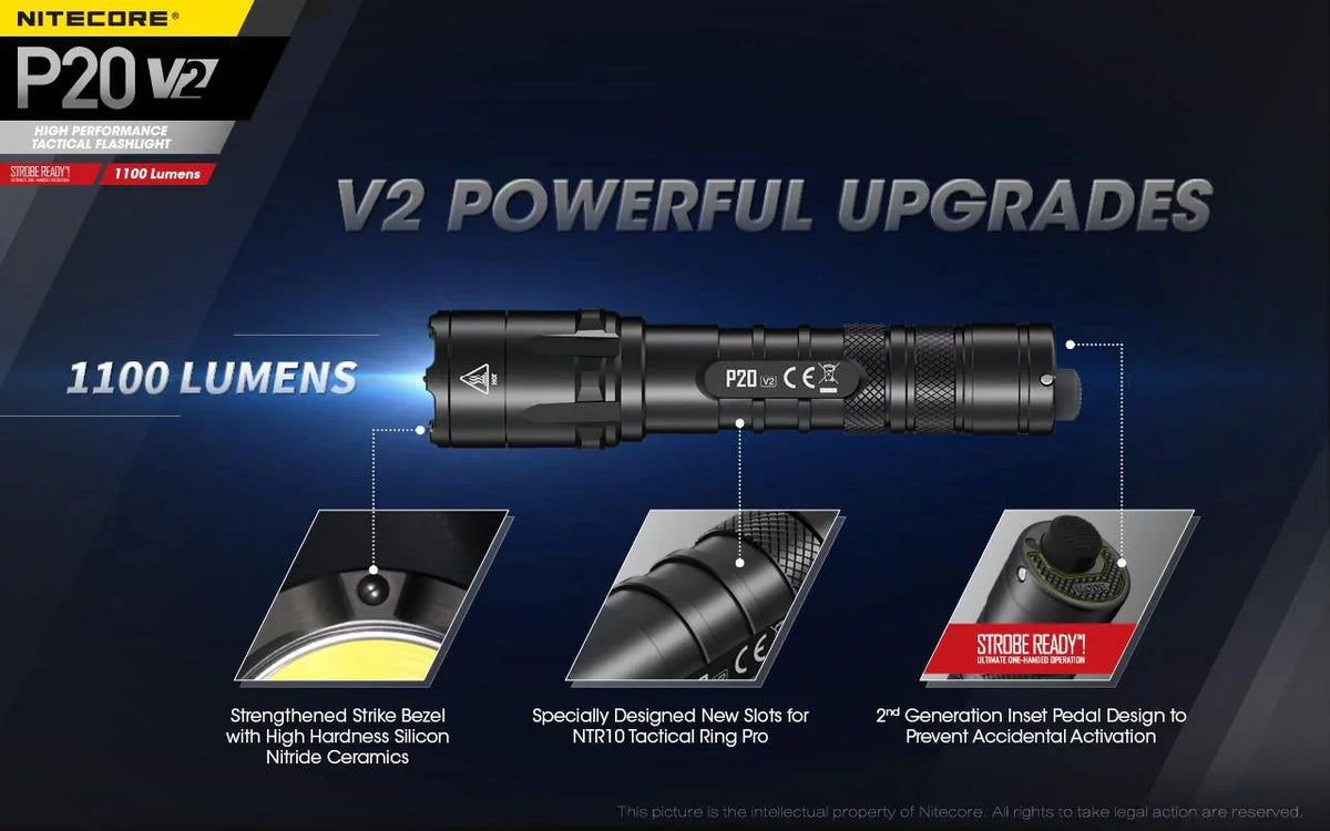 Lumens P20 - - XP-L2 Tactical V6 LED Flashlight 1100 CREE Nitecore V2