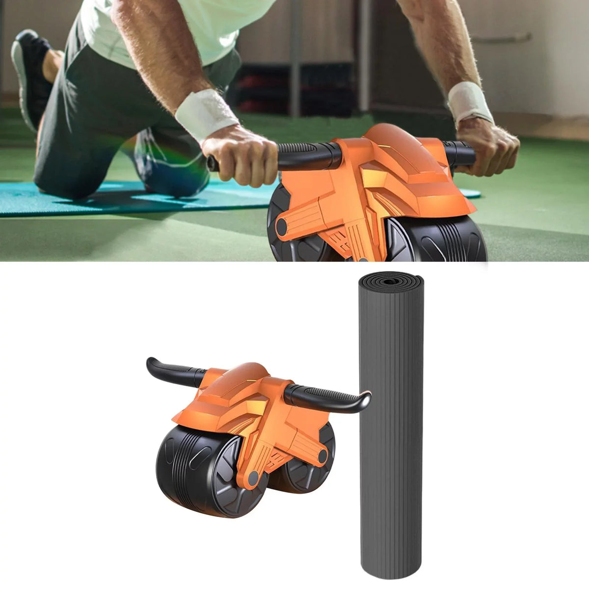 Training Muscle Workout Widened Wheels with Body Building for Equipment Double Wheel Wheel Double Orange Mat Roller, Abdominal Abdominal
