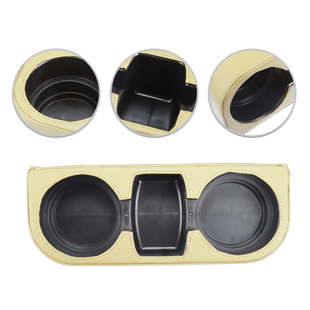 Seat Car Pocket Organizer Multi-function Side Filler Box Seat Gap Storage Car Holder Cup Console Beige