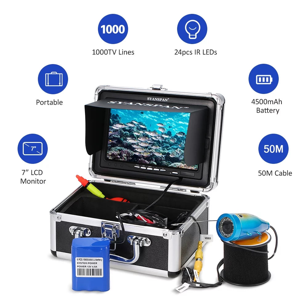 Ice Infrared Koeb Ice Lake Huiop Fishing Waterproof Inch1000tvl Boat Lake Fish InchIr Fish Camera,1000tvl 24pcs Camera Kit Waterproof Leds1000tvl SYANSPAN Ir Camera Leds 7"