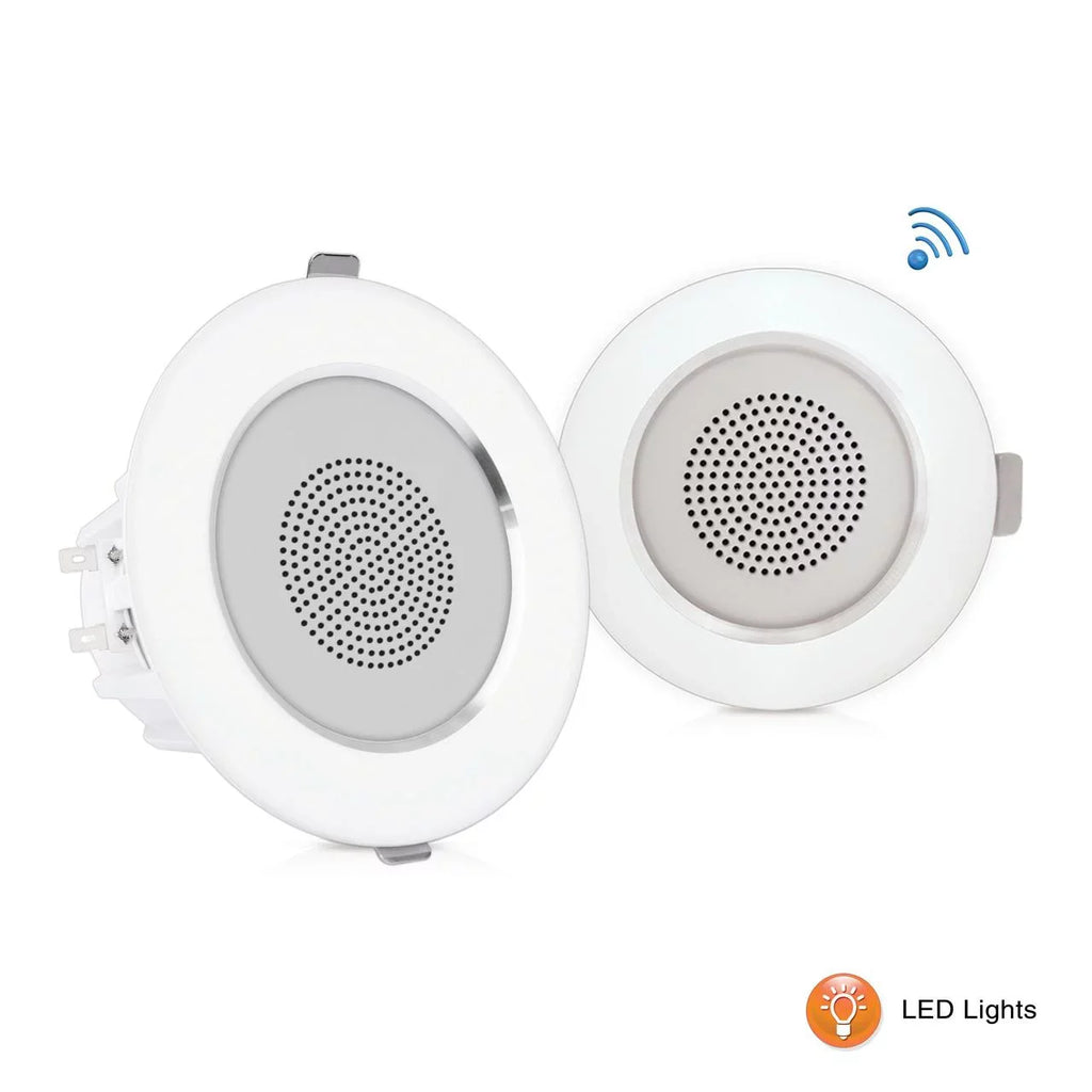with Speaker Frame - Aluminum 4’’ LED Speakers, PYLE-HOME PDICBTL4 2-Way Built-in Wall Pair Ceiling Bluetooth / Lights