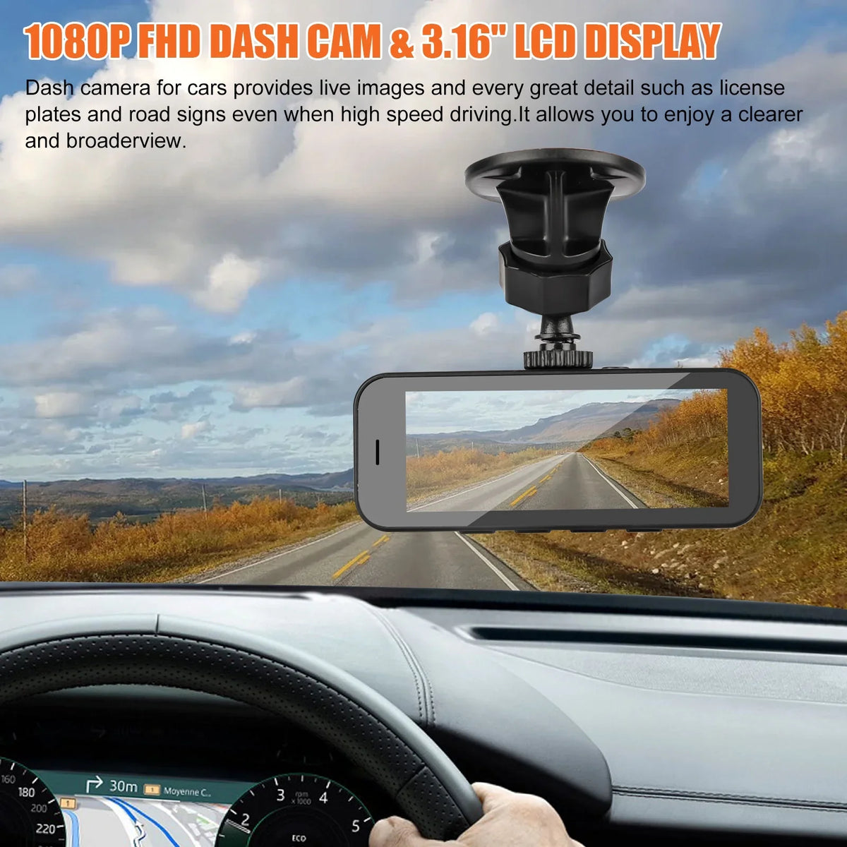 Camera Parking WDR, G-Sensor, Dash Dash Monitoring, Detection, Dashboard Rear and 170° Black Dual Cars, Display, with 1080P 3.16inch Camera Cam, Dual Wide Recorder for Angle Motion TSV Front