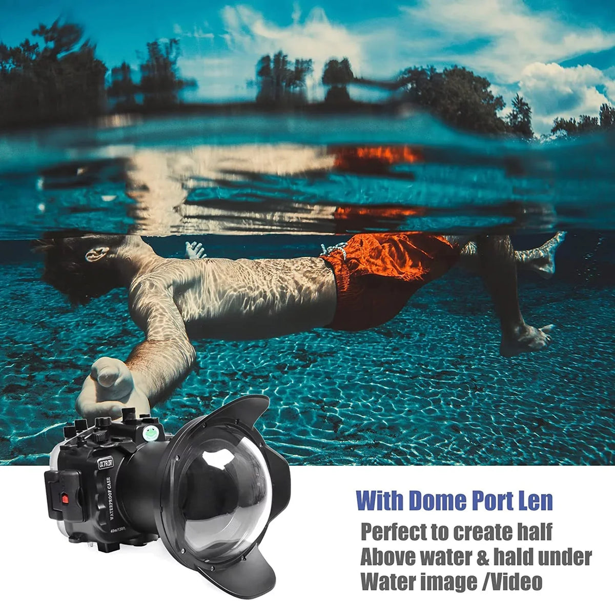 Kit Underwater G Inch Dome Compatible 16-35mm Case ILCE-7R IV 12-24mm A7R F3.5-5.6, Seafrogs Port Housing F4 F/4 Waterproof 28-70mm 6 A7R4 with w/ for FE Lens-Black [40M/130FT] IV