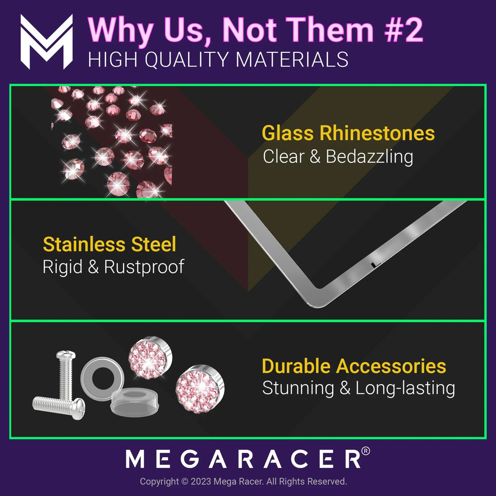 Mounting Rhinestones, Mazda Holes Pink Screws, Plate Diamond Sparkly Mega Car 23 Frames Mazda CX-50 Frame CX-50 2 with Racer 2023 License License Plate Bling