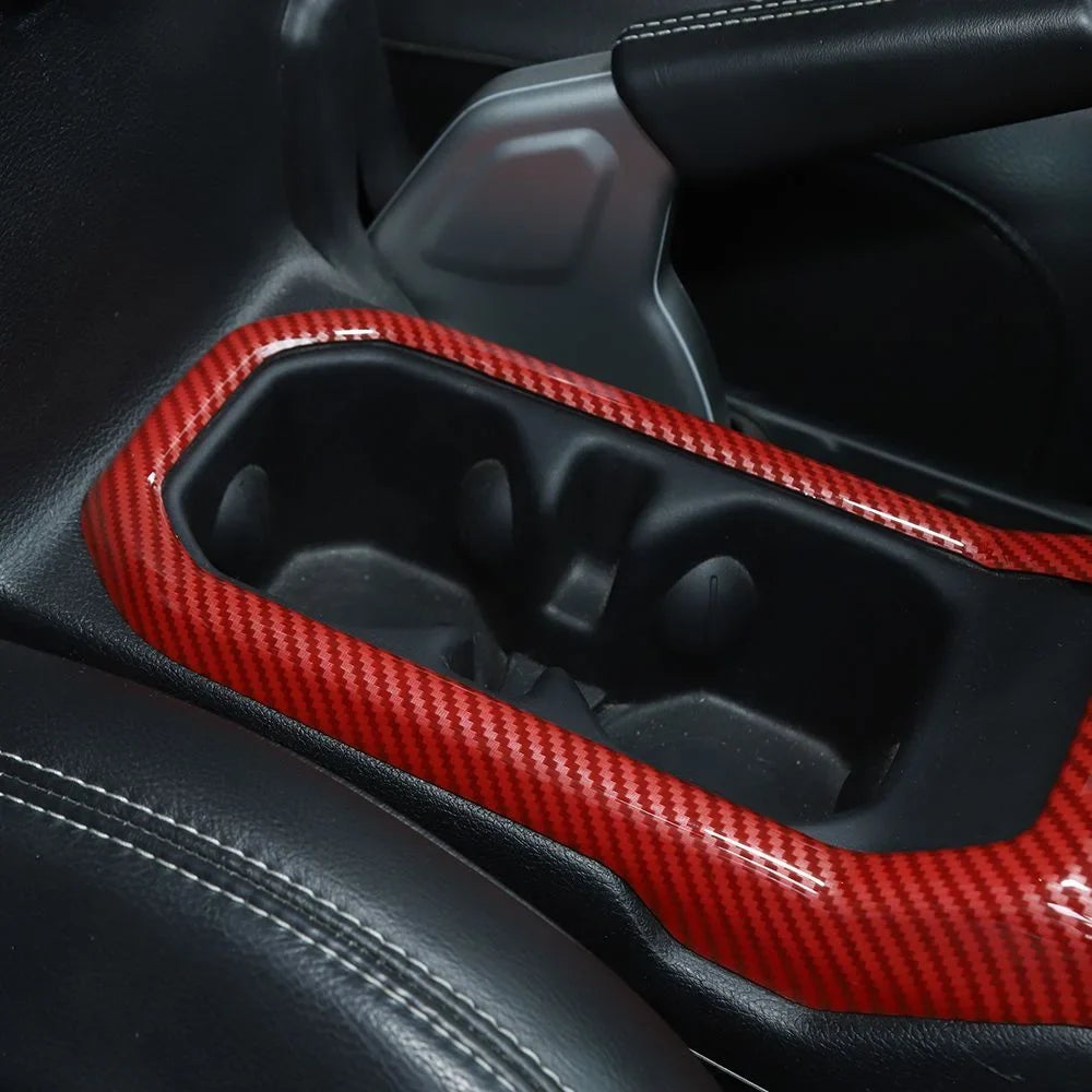 Trim Shift For Parts Gear Cup Wrangler Teledu Cover Red Carbon Holder Panel Jeep