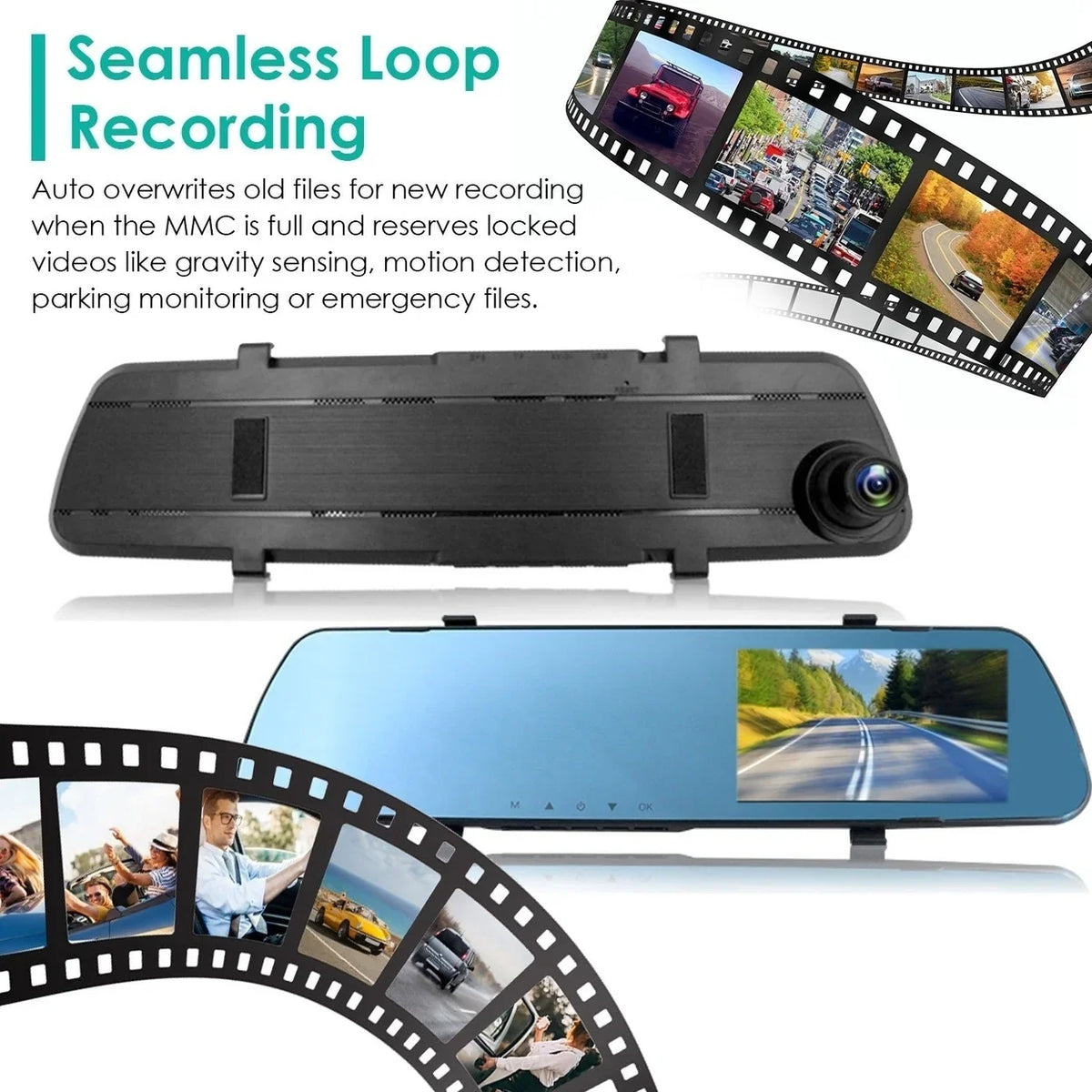 Camera with 140 Car Detection Cam Recording Loop Camera DVR Angle Motion 4.3in in 1080P Picture Recorder Dash Camcorder