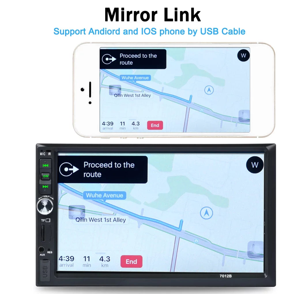 Mirror Double Support and And ios Camera Link(Both Stereo HD Radio Din 7" Reverse System) Bluetooth Android Car Touch Screen with