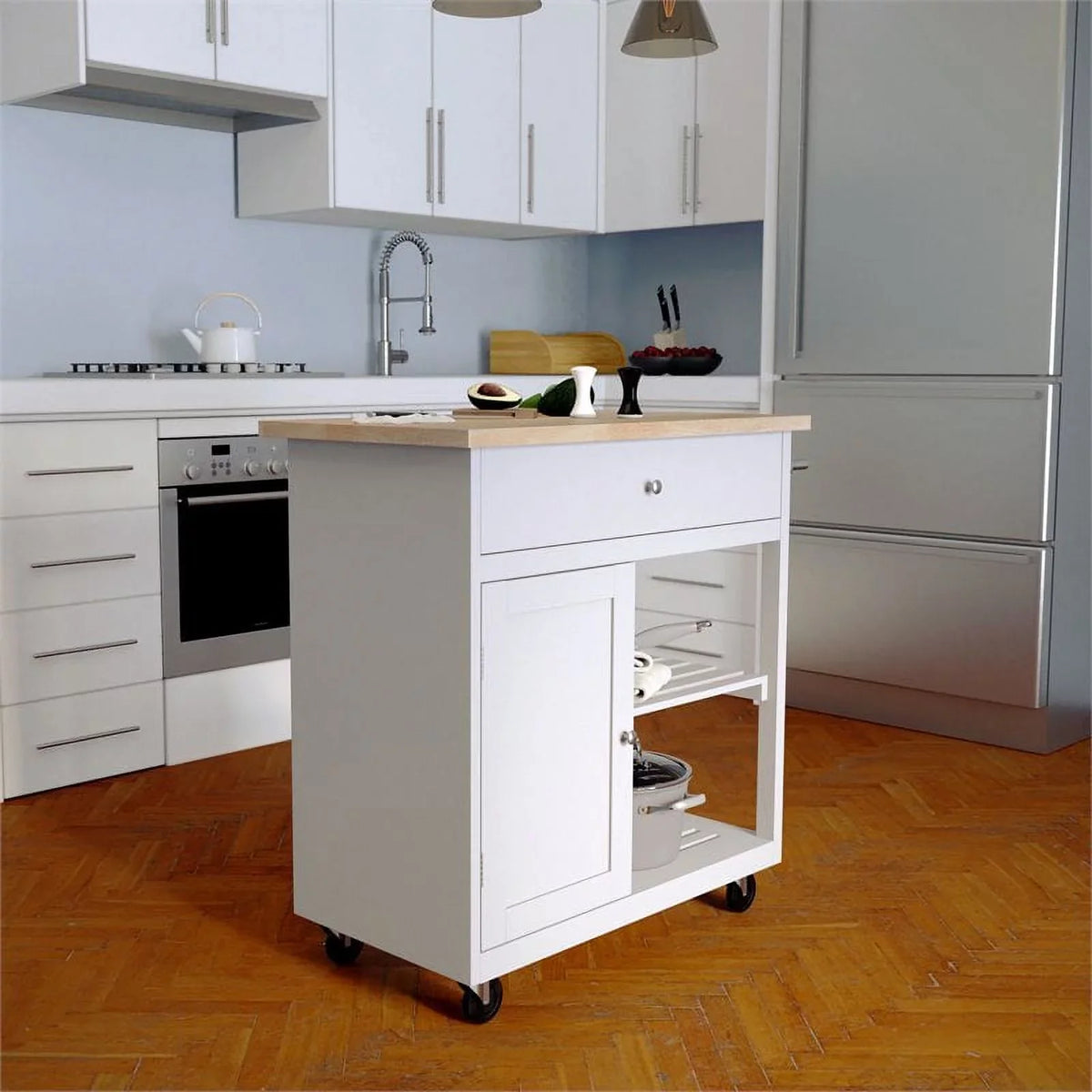 in Bowery Cart Gray and Cool Hill Kitchen Modern Wooden Natural