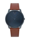 Men New Thin PVD 42mm 3600830 Watch Movado Blue Quartz Steel Dial BOLD