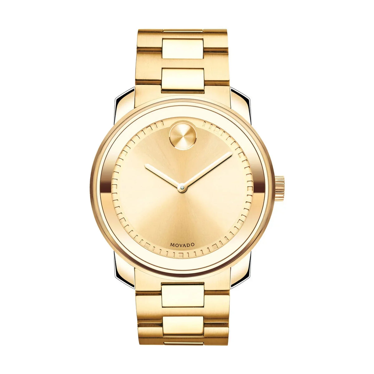 42.5mm Large Movado Analog Bold Gold Watch 3600258 Dialed
