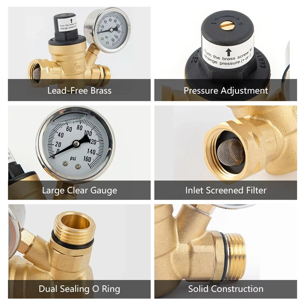 Inlet Screened Valve,Reducer 0-160psi And And liquid Inlet -free Brass Brass Valve -free liquid Pressure Andoer Screened With Huiop Filter 0-160psi Inlet And 0-160psi Adjustable Brass With Valve
