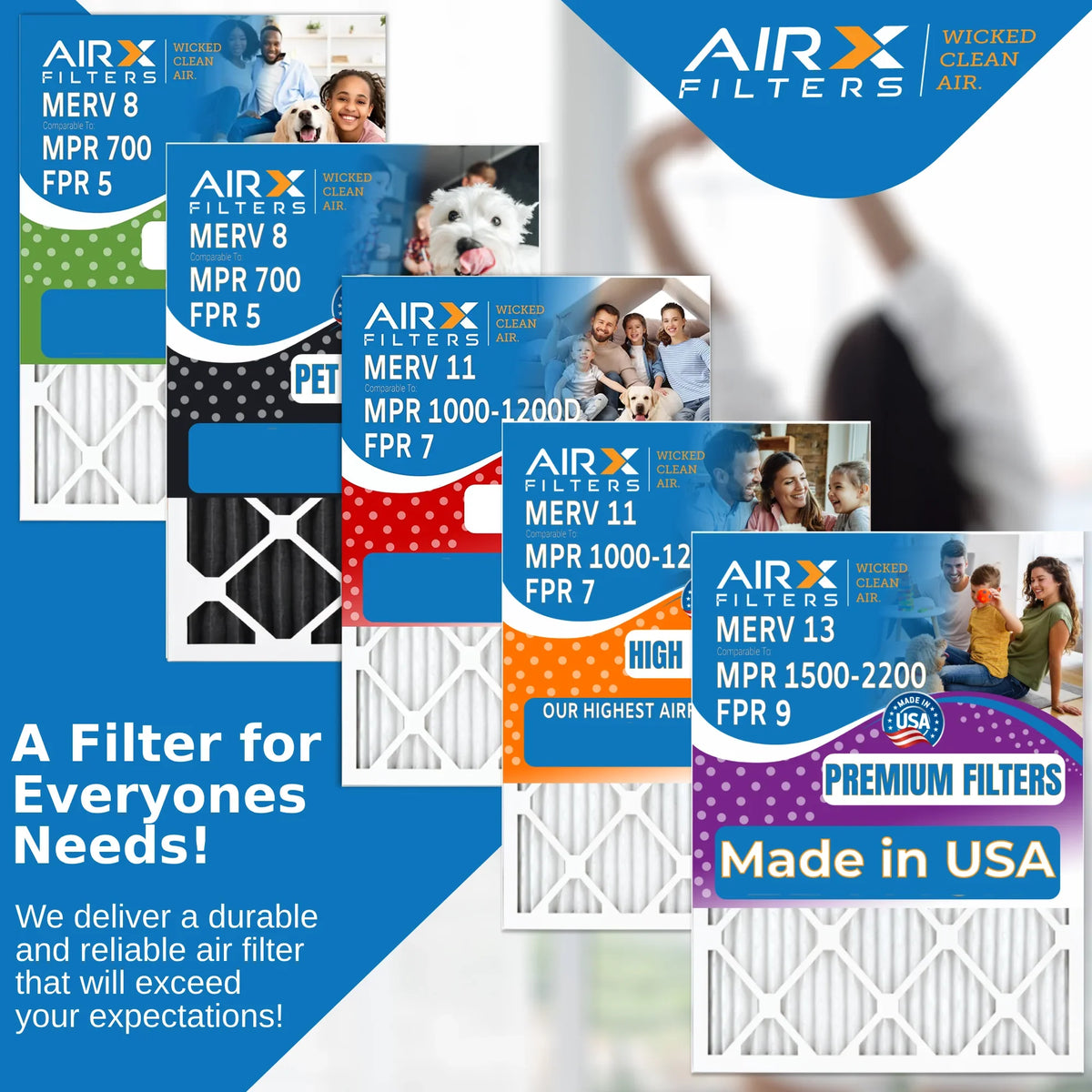 Furnace USA AIRX Premium Filter Pleated Comparable HVAC 1000, MERV 24x24x1 Pack 7 MPR to 6 CLEAN 11 FILTERS Filters Conditioner FPR AIR. Made Air Filter Electrostatic WICKED & 1200 Air by 24x24x1 MPR