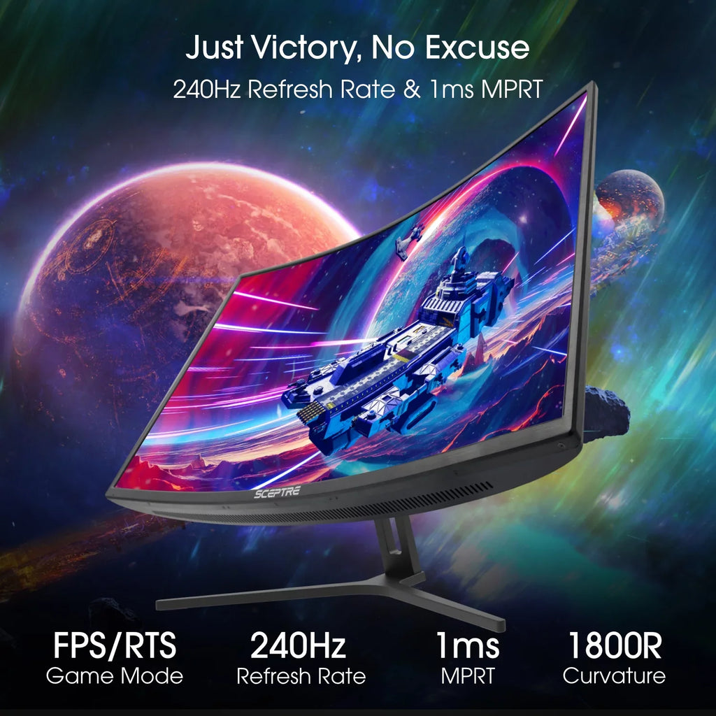 Curved Gaming DisplayPort FreeSync AMD 99% Sceptre 144Hz Speakers, Black 165Hz Machine to (C325B-185RD) 32-inch DisplayPort Build-in sRGB 240Hz HDMI up Monitor