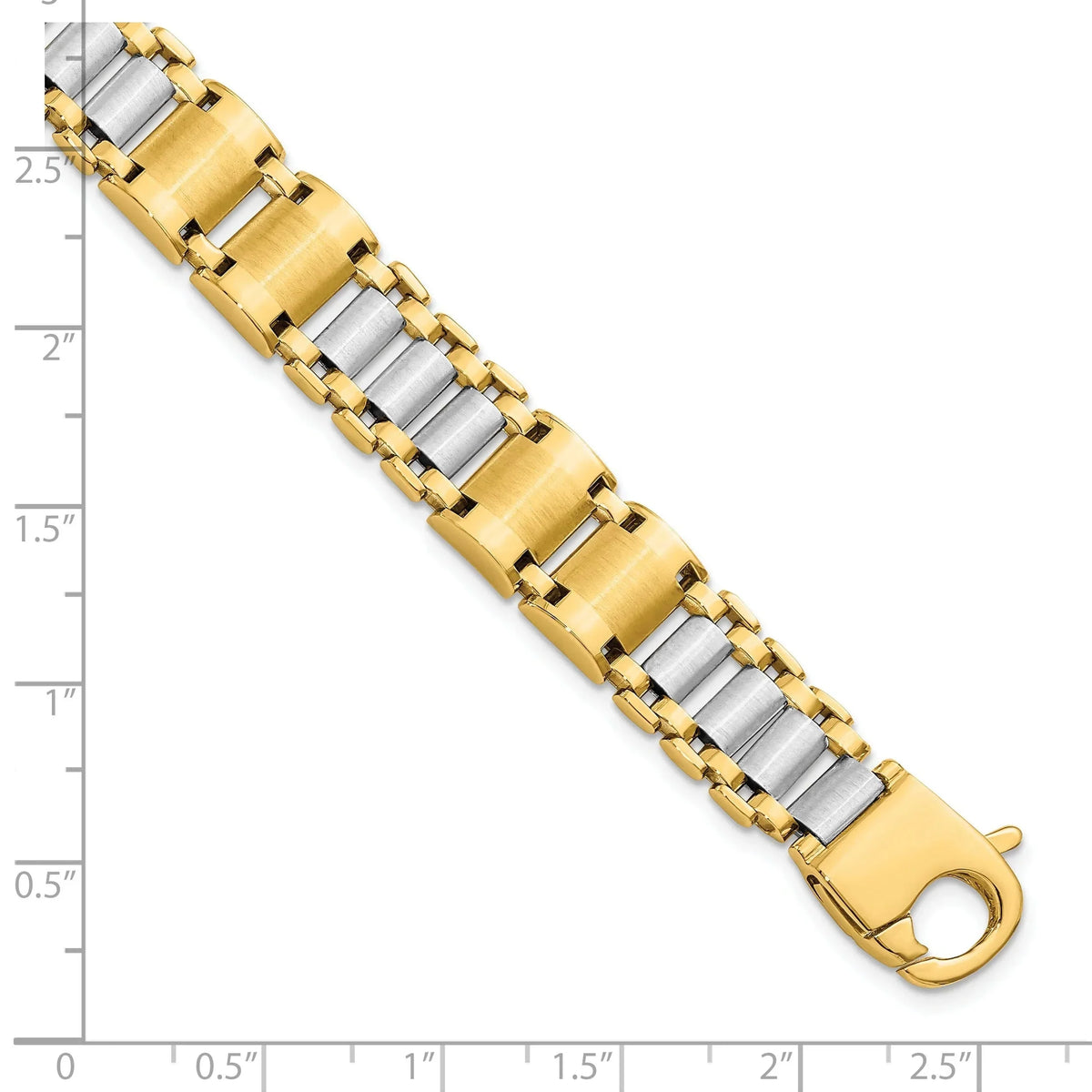 Gold Two Men's Link Bracelet Tone 14k Fancy