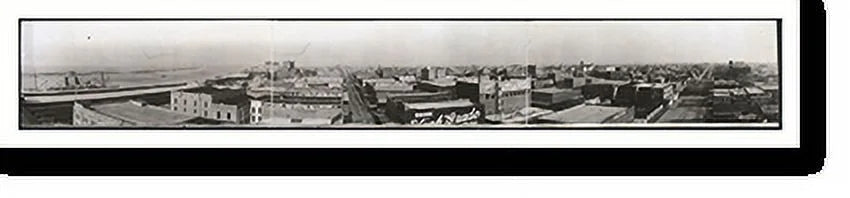 36-3/8" TX Historic 1910 8-3/8" Galveston PHOTO, Print, x Panorama #2, Framed g