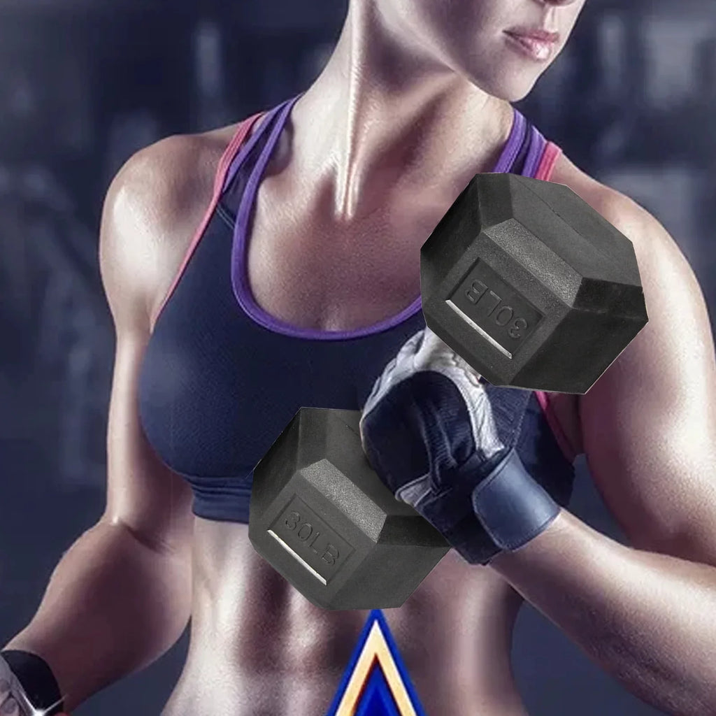 Dumbbell Metal 1 of Pair 1 Heavy Set Handles Dumbbell Rubber of Hex with Barbell ATIXEL