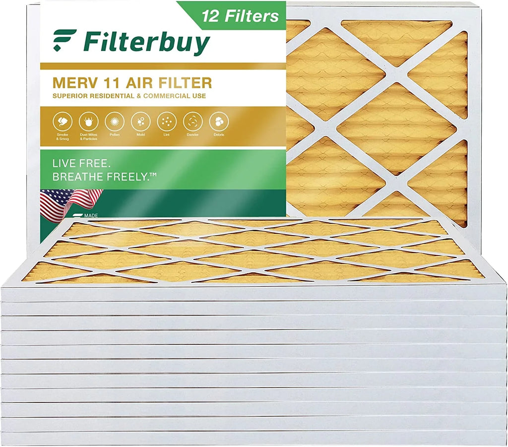 Filterbuy (12-Pack) Furnace Air 14x20x1 Pleated Filters MERV AC 11 HVAC