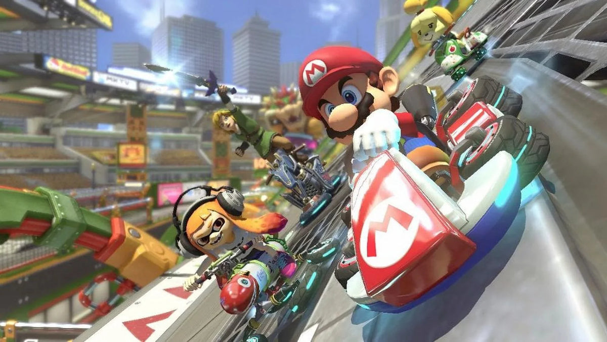 Lite Switch Turquoise Deluxe Kart with 8 Nintendo Bundle Mario
