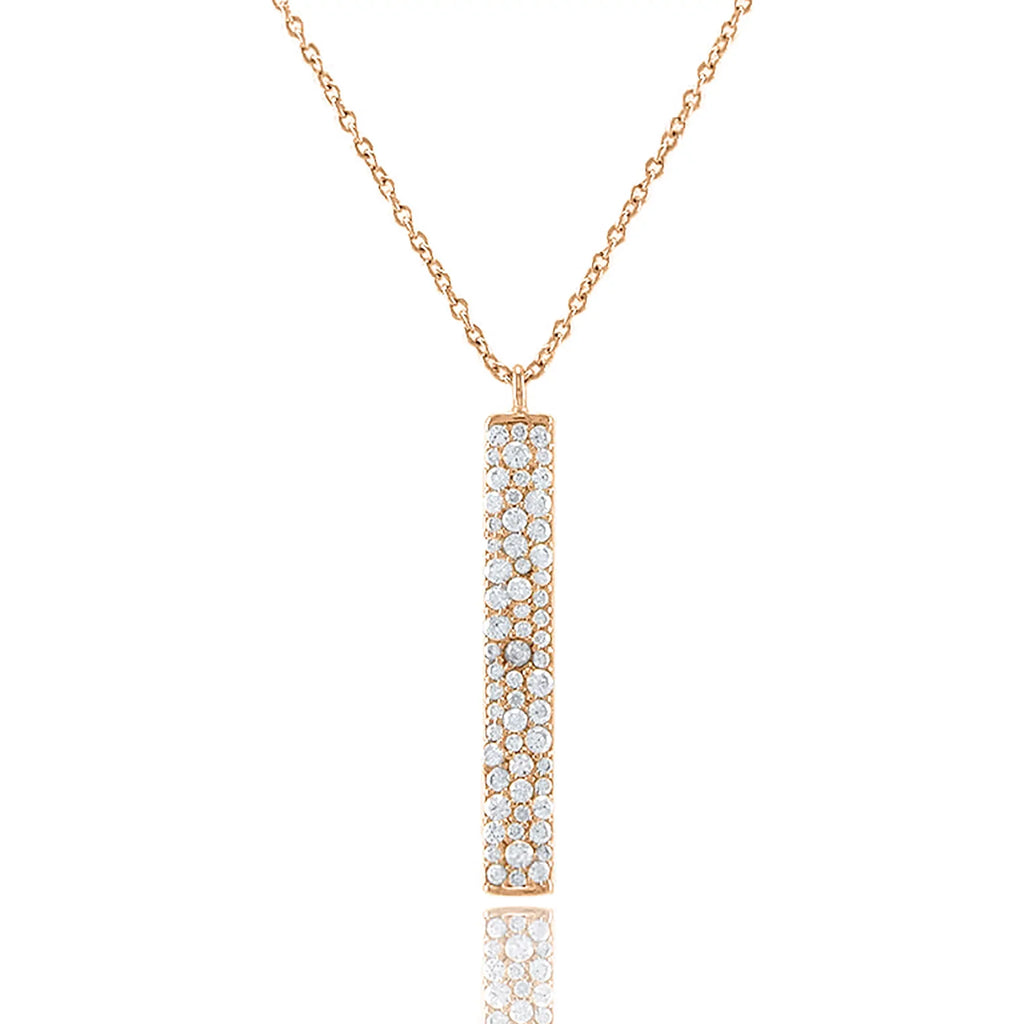Necklace Gold for Accented Women, Cubic Bar Blue Teens Rose Plated Vertical Inc Zirconia Box Pendant Boutique
